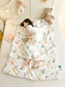 1 件装加厚腹部保暖防踢毯袋，卡通恐龙印花双面多功能幼儿睡袋，适合身高 100 厘米/120 厘米/150 厘米以下