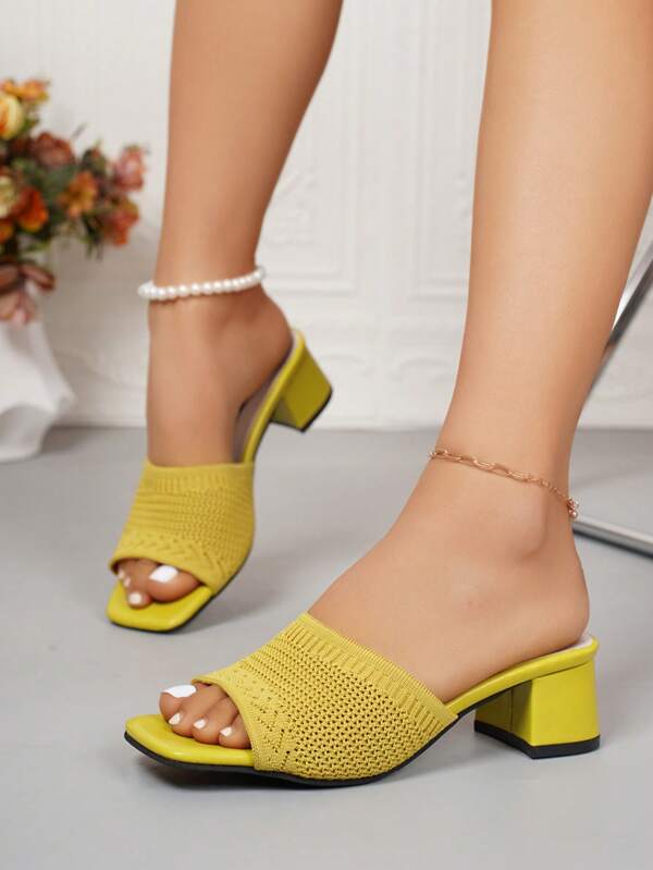 Women High Heel Sandals, Summer New Slip-On Sandals Fairy Style Sandals, Fashion Outdoor Slippers, Round Toe Slim Heel Women Shoes, Comfortable Soft Sole Shoes