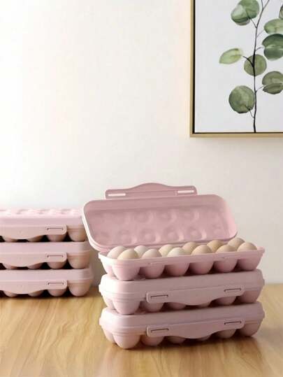 12-Compartment / 18-Compartment, Anti-Collision And Anti-Damage Covered Food Storage Box, Detachable Buckle, Multiple Compartments Can Be Stacked, Egg Tray, Plastic, Reusable