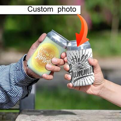 1/3/5/10/20/30pcs Personalized Custom Rubber Can Cooler, Heat Transfer Printing Pattern, Suitable For Beer Bottles, Soft Drinks, Water Bottles, Ideal For Party, Wedding, Home Decor Accessories