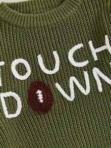 Kids Baby Boy Girl Knit Sweater Long Sleeve Crew Neck Letters Rugby Warm Fall Winter Pullover Sweatershirt Clothes - Green - View 4