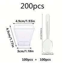 100 个慕斯杯 + 100 个勺子：甜点勺和杯子，适用于派对、冰淇淋、糖果、生日、婚礼和节日聚会 - 仅可手洗