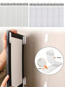 12pcs Heavy Duty Picture Frame Hanging Strips Set, Easy To Use, No Trace Left, Heavy Duty Frame Hanging Straps With Super Strong Double-Sided Hook & Loop Tape, Can Fix Frames & Posters On Smooth Surfaces Like Glass, Wood Without Nails, Ideal For Decorating Living Room - Multicolor - View 2