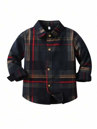 男童秋季格子长袖衬衫，新款儿童秋季休闲上衣