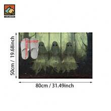 1 pièce Tapis antidérapant de salle de bain avec motif de citrouille fantôme d'Halloween, en matériau de cachemire artificiel, avec décoration moelleuse, convient pour les portes, les salles de bain, les cuisines et autres occasions, lavable en machine, antidérapant, décoration quotidienne, peut être offert en cadeau