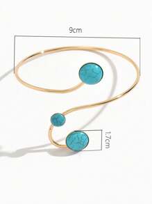 1pc Geometric Openwork Faux Turquoise Bangle Bracelet For Women
