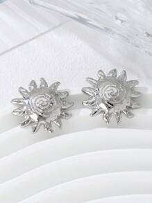 1 Par de Aretes de Botón Metálicos Geométricos de Moda y Versátiles, Adecuados para Uso Diario