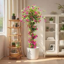 Artificial Bougainvillea Tree, 185 Cm Artificial Flowering Tree, Artificial Flowering Plants In Plastic Pot, Large Artificial Tree With Flowers For Home, Office, Garden And Porch Decoration - 185厘米 - 查看 2
