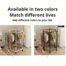 Hexagonal Rotatable Clothing Rack With Wheels, Heavy Duty Rolling Clothing Racks, Sturdy Metal Floor Standing Coat Hanger With Multiple Bars For Bedroom, Dormitory & Balcony, Floor Standing Rotatable Clothing Rack ,Portable Wardrobe Rack Hanging Clothes,Freestanding Garment Rack,Retail Clothes Display Stand, Laundry Room Organizer, Home Decor, Room Decor, Wardrobe & Closet Organizers