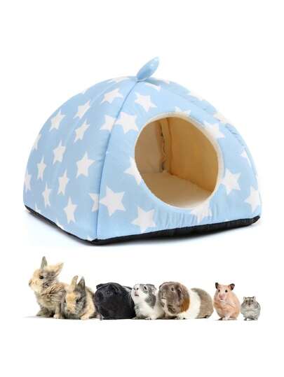 1 pièce Lit pour hamster à motif étoile bleue, abri pour lapin, nid douillet pour petit animal de compagnie, maison de sommeil lavable pour petit animal de compagnie, furet, chinchilla et lapin