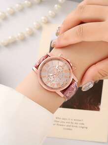 1/3/4/5 pièces Montres Élégantes pour Femmes en Quartz Romain - Cadran Rond à La Mode avec Bracelet, Idée de Cadeau Parfaite