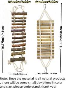 Reptile And Bird Climbing Swing Habitat, Hamster Toy Hideout Wooden Ladder Bridge, Tank Gecko Bamboo Ladder Fitness Gym, Suitable For: Lizards - Parrots - Guinea Pigs Chinchillas And Ferrets, Etc