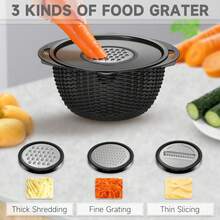 4-1 Colander With Bowl Set - Pasta Strainer - Colander For Kitchen - Strainers And Colanders Rice Strainer Fruit Cleaner Veggie Wash Sink Strainer Kitchen Essentials - Black - Black and White - View 5
