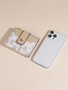 1pc Creative New Fashionable Cute Elegant Floral Short Wallet, Multi-Card Slots Card Holder, Compact Portable Coin Purse, High-End Women Multi-Functional Student Wallet, Multi-Functional Storage Bag, Can Hold Lipstick, Hair Clips, Jewelry, ID, Driver's License, Cards, Cables, Earphones, Coins, Keys, Suitable As Gift For Family, Friends, Valentine's Day, Souvenir - Multicolor - View 7