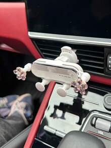 Flower Decor Car Phone Holder - White - View 8