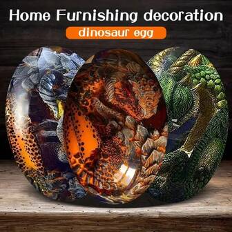 1pc Resin Crafted Lava Dragon Egg, Decorative Dinosaur Egg Home Ornament With Lava Base, Inspired Magic Dragon Egg Decor