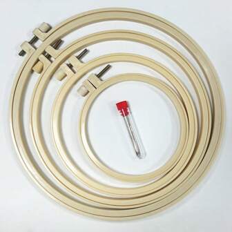 4 Pieces/Set Of 2025 New High-End Plastic Circular Embroidery Frame, With 10 Needles, Various Sizes, Durable Plastic Cross Stitch Hoop, Suitable For Handicrafts And DIY Projects, Cross Stitch, Poke Stitch, Embroidery Accessories Embroidery Hoop