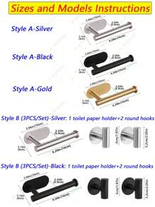 1PC No Drill Toilet Paper Holder,Self-Adhesive Roll Paper Rack,Stainless Steel Tissue Hanger,Absorbent Napkin Stand,Toilet Paper Dispenser,Bathroom Paper Towels Holder,Holder For Paper Towels,Black,Silver,Gold,Bathroom Accessories, No-Drill , Wall-Mounted,WC Organizer,Bathroom Hardware Equipment,Bathroom Decor