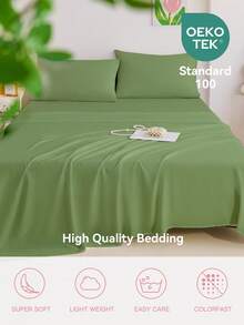 Bộ chăn ga gối 3/4 món màu trơn, mềm mại, thoải mái, thoáng khí, chất lượng cao cấp như khách sạn, thích hợp cho mùa hè. Có các kích cỡ đơn, đôi, queen, king. Bao gồm 1 hoặc 2 vỏ gối, 1 ga trải giường và 1 ga bọc nệm. Lý tưởng để trang trí phòng và làm quà tặng, phù hợp cho gia đình và ký túc xá. Màu xanh ô liu, đạt chứng nhận Oeko-Tex. - Xanh nhạt - Xem 7