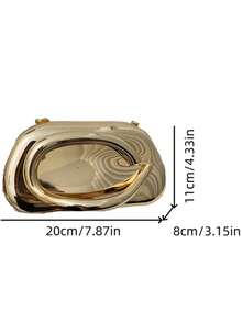 女士时尚百搭优雅亚克力手拿包、单肩链条晚宴包 - 金色 - 查看 5