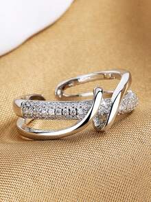 1pc Minimalist Stainless Steel Open Ring, Geometric Design, Fashionable & Suitable For Daily Wear - Silver - View 3