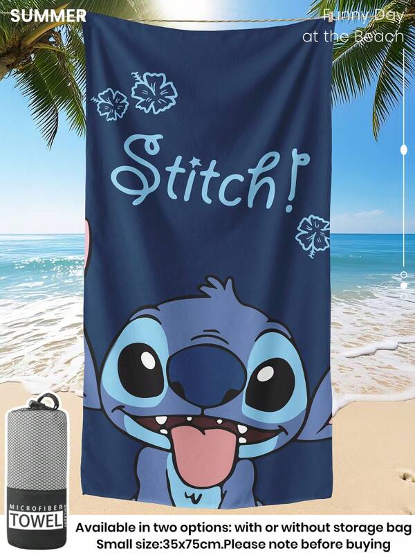 Disney 1 pièce Serviette de plage Disney, serviette de bain avec motif de dessin animé Stitch bleu, serviette de plage de style mode, serviette de bain super absorbante pour la salle de bain, la natation, le fitness, le yoga, serviette en microfibre douce et confortable, légère et portable, protection contre le vent et le soleil