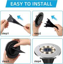 4/8/12/24pcs Solar Ground Lights, Outdoor 8LED Pathway Lights, Solar Garden Lights Landscape Lighting, Patio, Lawn, Driveway,White Light - White - View 2