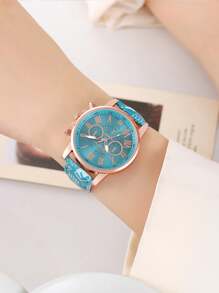 1/3/4/5 pièces Montres Élégantes pour Femmes en Quartz Romain - Cadran Rond à La Mode avec Bracelet, Idée de Cadeau Parfaite