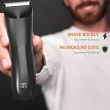 LEATVOOK Men's Body Trimmer, Electric Shaver, Electric Inguinal And Hair Trimmer, Ceramic Blade Male Hygiene Shaver Trimmer, Full Body Beauty,Perfect Christmas Gift. - 黑色 - 查看 6