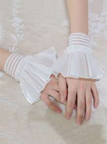 1 Pair Versatile Faux Sleeves Wrist Warmers, Korean Fashion Accessory, Delicate Lady Sleeve Cuffs