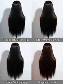 NOBLE Peruca Sintética Reta Preta Longa de 30 Polegadas com Frente de Renda, Peruca de Renda Feminina, Resistente ao Calor, Peruca para Cosplay - Multicolorido - Visão 8