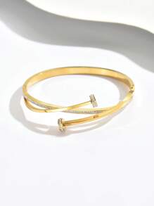 1 pieza Pulsera de acero inoxidable, elegante y de moda para damas, apropiada para diversas ocasiones