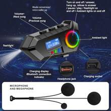 Motorcycle Helmet Headphones With HiFi Sound, CVC Noise Reduction Function, Helmet Speaker With Microphone, Easy To Use With Golfers, IPX65 Waterproof, Equipped With Voice Assistant And FM Radio Function