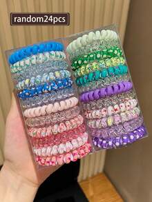 5/8/24/30/35 件彩色优雅时尚高弹力螺旋发带，适合女士、发圈和马尾辫夹、发球、头饰