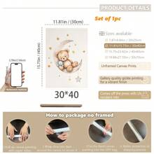 1件婴儿房墙饰。泰迪熊主题儿童房墙画，月亮星星图案儿童房装饰画，可爱小熊气球海报，儿童房装饰，婴儿礼物，复古可爱励志海报，儿童礼物。女孩房装饰，游戏室装饰，幼儿房墙饰。 - 彩色 - 查看 31