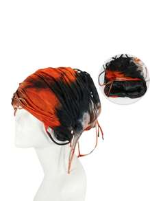 1pc New Fashion Black Satin Lining Headband Cap With Colorful Long Tassel, Breathable Sun Protection Hat For Men And Women, All Seasons