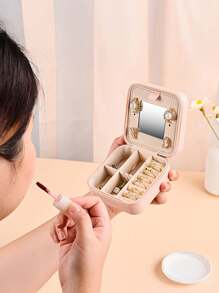 1 Stück Reiseschmuckbox mit Spiegel, multifunktionale Schmuckaufbewahrungsbox, tragbare Schmuckbox mit großer Kapazität für Ringe, Halsketten, Parfüm, Lippenstift Aufbewahrung und Organisation, perfektes Geschenk für Ehefrau, Freundin, Geliebte, Lehrerin, Abschluss, Weihnachten für Frauenaufbewahrung Organisator Reiseessentials Schulanfang Dormitory Aufbewahrung