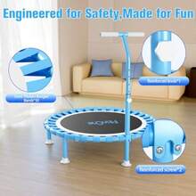 40 Fitness Mini Trampoline With Adjustable Handle Bar 330lbs Foldable Bungee Rebounder For Adults And Stable Quiet Exercise Rebounder Indoor Workout SH PO - בול - ראה 5