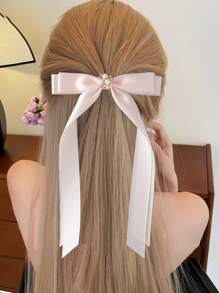 1 Peça Presilha de Decoração com Laço Floral de Pérola Fashion para Mulheres, Versátil e Elegante, Acessório de Cabelo, Acessórios de Verão, Viagem, Presilhas de Garra, Presilhas para Cabelo, Grampo de Cabelo, Garras de Cabelo