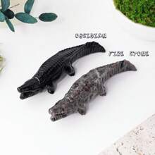 1pc Natural Crystal Obsidian Crocodile Crystal Animal Carving Creative Desktop Decor