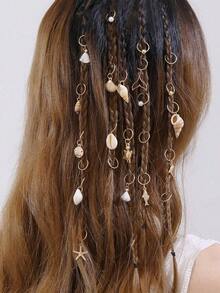 24pcs Minimalist & Elegant Beach Style Hair Clips Set - Starfish, Turtle, Shell, Faux Pearl, Ocean Theme Assorted Hair Accessories For Daily, Vacation, Party, Gift For Best Friends, School Stuff, College, Faux Pearl Hair Accessories - 金子 - 查看 1