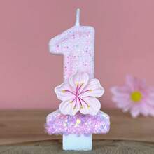 1 件生日蜡烛数字，蛋糕装饰数字 0-9 蜡烛，浪漫派对首选数字蛋糕生日装饰，节日周年派对蛋糕蜡烛数字，闪亮数字 - 漸層粉色花 - 查看 22