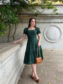 LESE MIDI DRESS WOMEN'S DRESS - Green - View 3