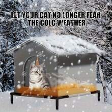 Nhà mèo ngoài trời có khung - Vải Oxford chống thấm nước và chống lạnh, đi kèm tấm lót ấm, Lều mèo kín rộng rãi, thích hợp cho mọi mùa - Xám - Xem 5