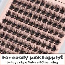 Lash Clusters 144 PCS 10 Mm Volume Lashes Eyelash Clusters D Curl Cluster Eyelash Extensions Natural Wispy Cluster Lashes Reusable Individual Thick Lash Extension QD10mm Selected For You - Black - View 3