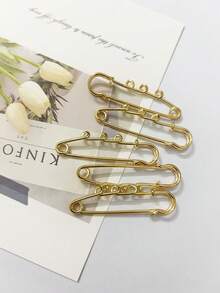 5枚/10枚 2英寸 3孔 银色/金色金属胸针别针，DIY胸针配件 办公配饰 衬衫外套饰品 圣诞节万圣节服装别针 趣味可爱教师礼物 服装配饰 包包挂饰