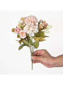 1 pezzo/3 pezzi/30 pezzi profumo di rose artificiali realistiche, fiori finti di ortensia e margherita, decorazioni floreali realistiche per casa, matrimonio, festa, decorazione di stanze, centrotavola - Rosa - Visualizzare 10