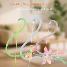 一款创意宠物玩具，配色清新，猫玩具线管，逗猫棒，炫彩亮片，蜻蜓，弹性十足