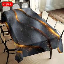 1/20pcs Modern Light Luxury Tablecloth - Black & Golden Art Stripe Design, Polyester Rectangular Table Cover, Durable & Machine Washable For Dining Room, Office, Kitchen, Picnic, Home Decor, Gift, Table Decor - Multicolor - View 22