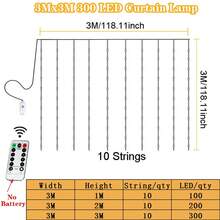 Luces de cortina LED de Navidad, alimentadas por USB, luces de hadas con 8 funciones, para boda, fiesta, sala de estar, interior, luz de ambiente